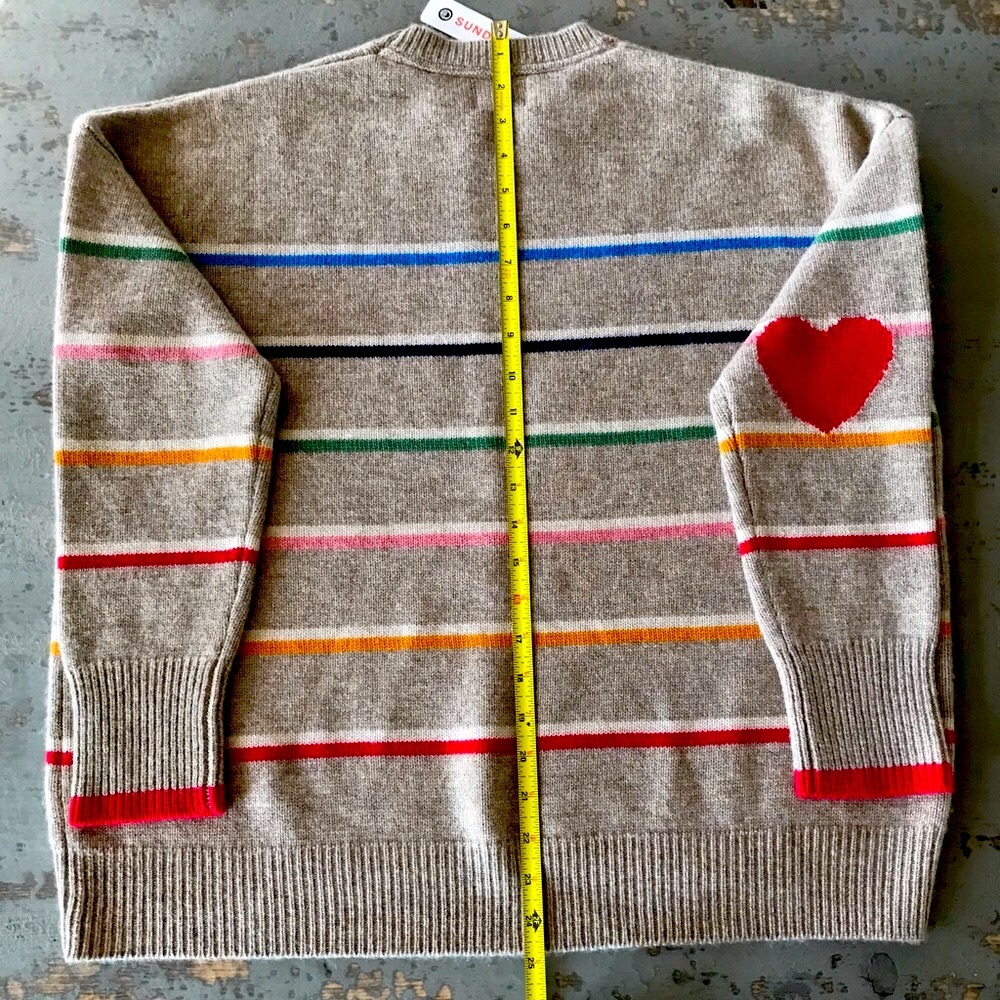 Sundry Oatmeal Rainbow Stripe Oversized Sweater - Picture 4 of 8